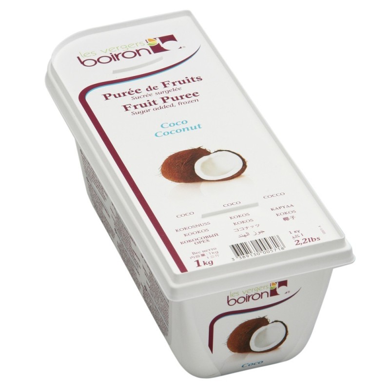 Coconut Puree - Frozen - By Les Vergers Boiron- 88% Coconut Milk - 2.2Lbs - Kosher